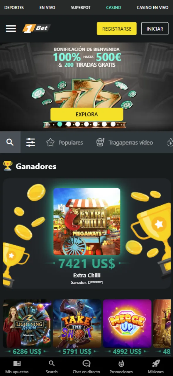 1bet ofrece una gran colección de juegos de casino para jugadores en Chile.