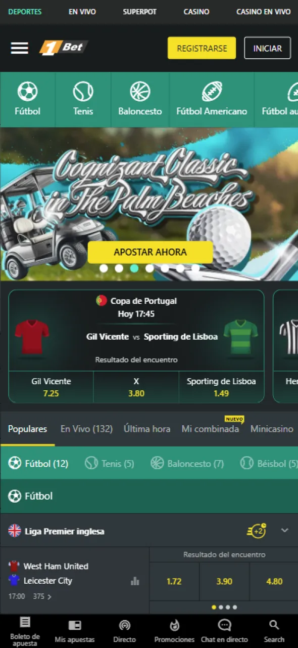 Abre la página principal de 1bet y selecciona la opción de registro.