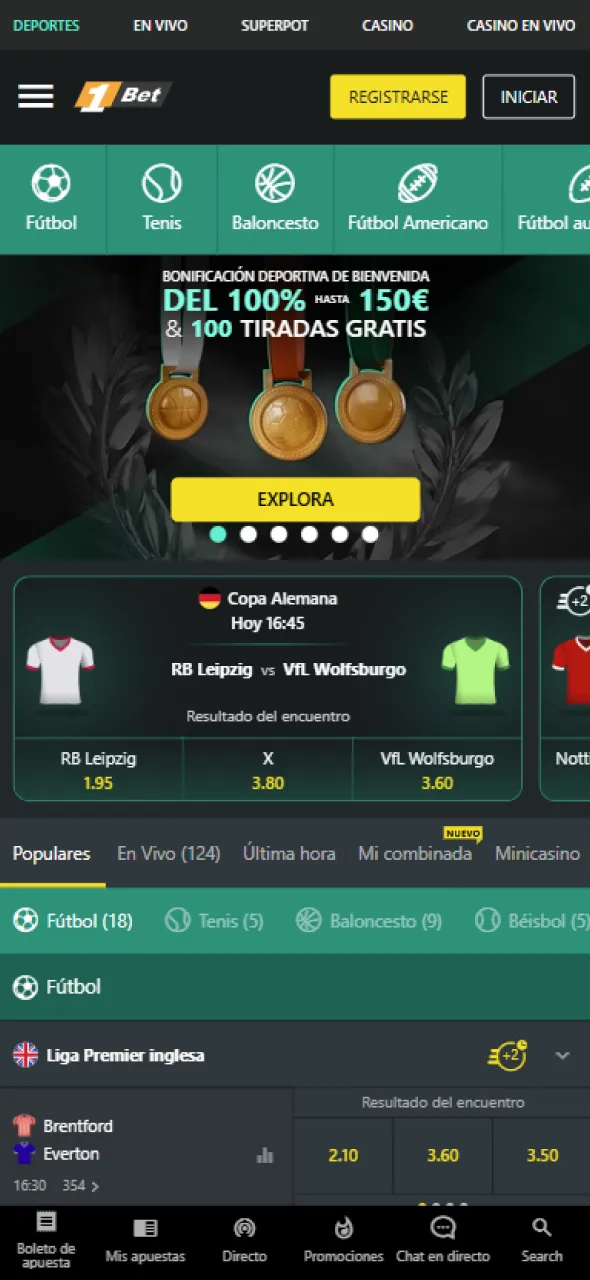 Abra el sitio web del operador de apuestas de tenis en su dispositivo Android.