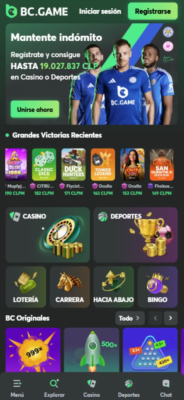 Con BC Game, combina casino y apuestas deportivas en una sola plataforma.