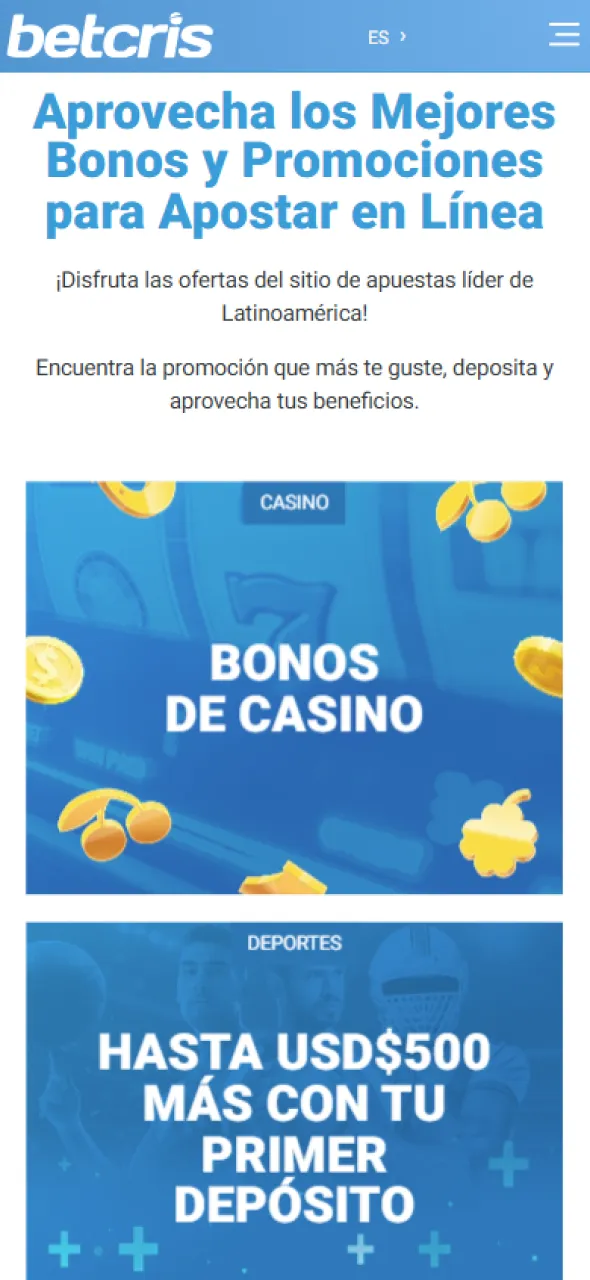 Betcris ofrece promociones especiales para jugadores chilenos.