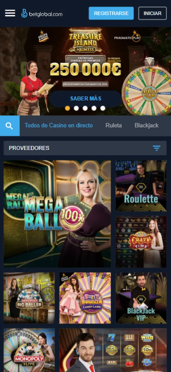 Betglobal ofrece una excelente colección de juegos de casino.