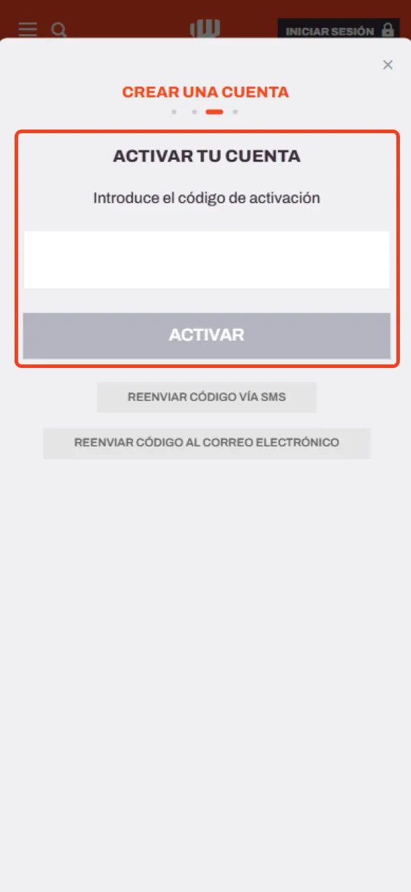 Verifique su cuenta por correo electrónico o mensaje de texto en Betwarrior.