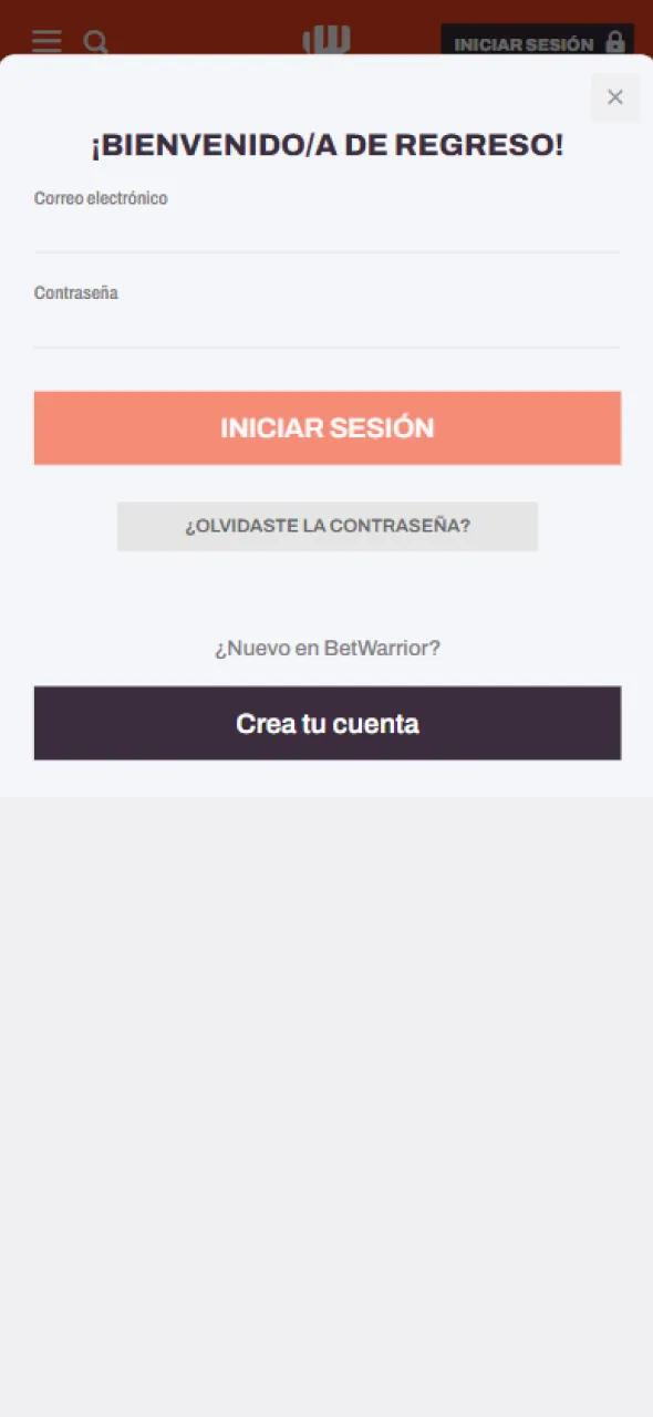 Inicia sesión y explora las opciones en Betwarrior.