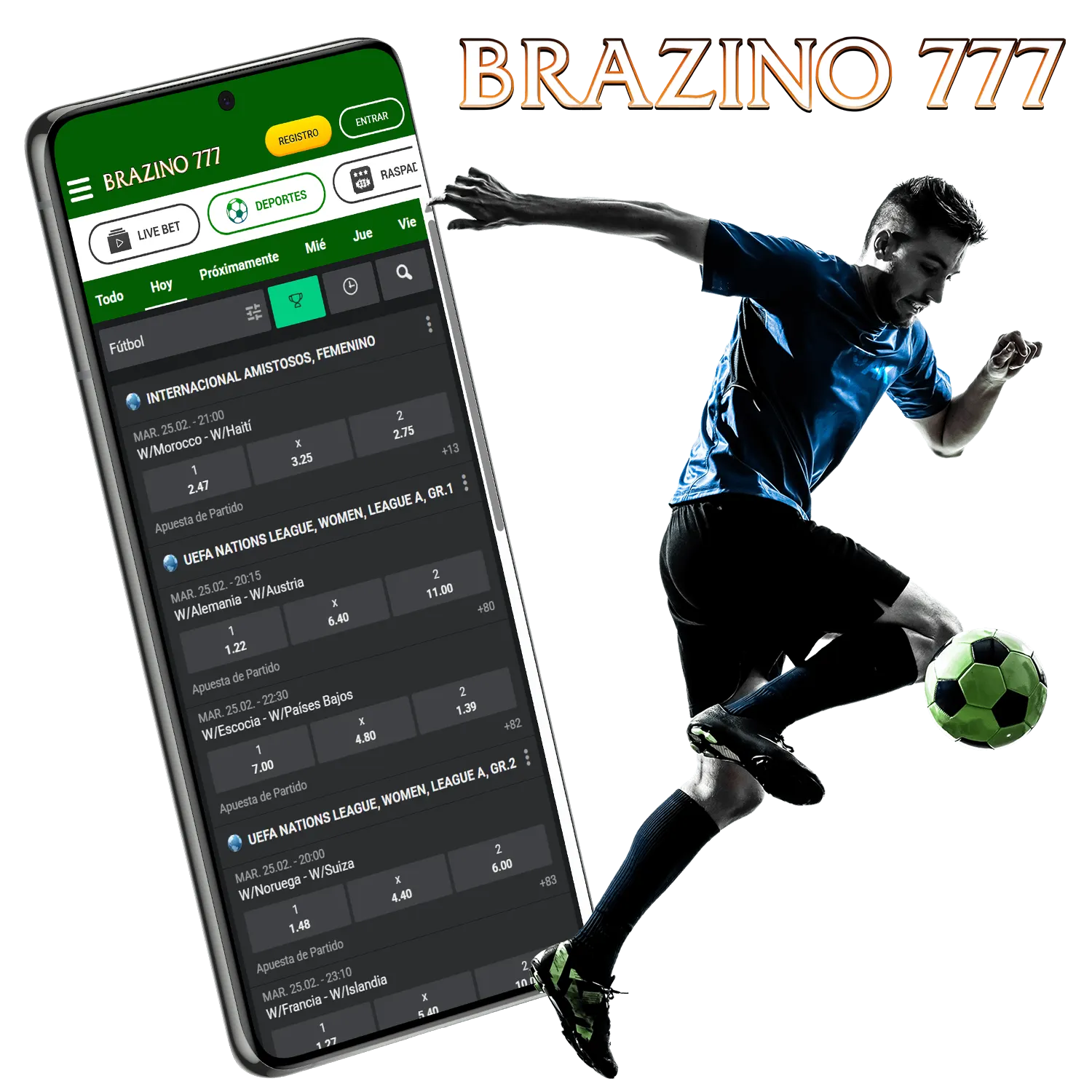 Realice sus apuestas de fútbol en la cómoda aplicación Brazino777.