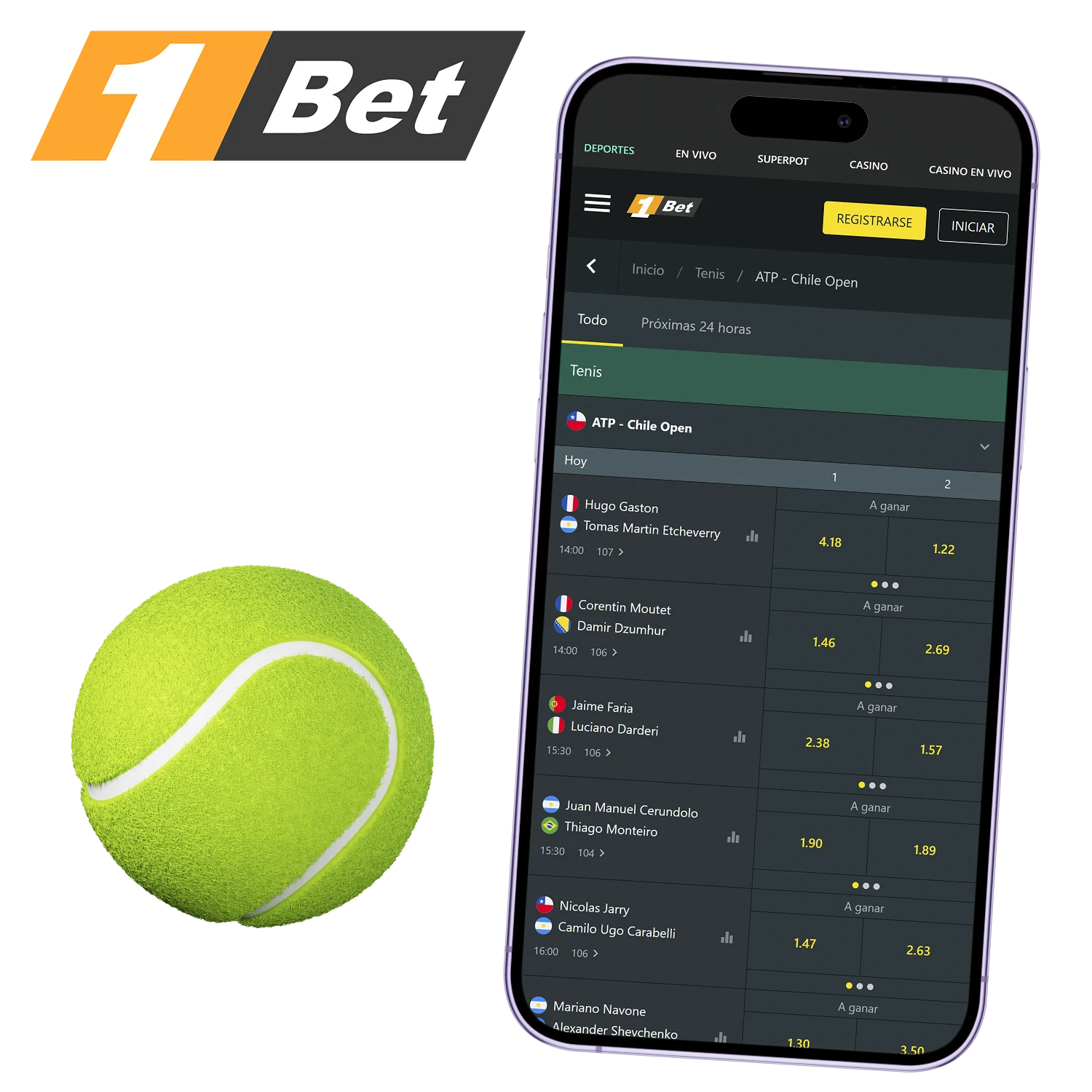 1Bet es una aplicación popular para apuestas deportivas, incluyendo tenis.