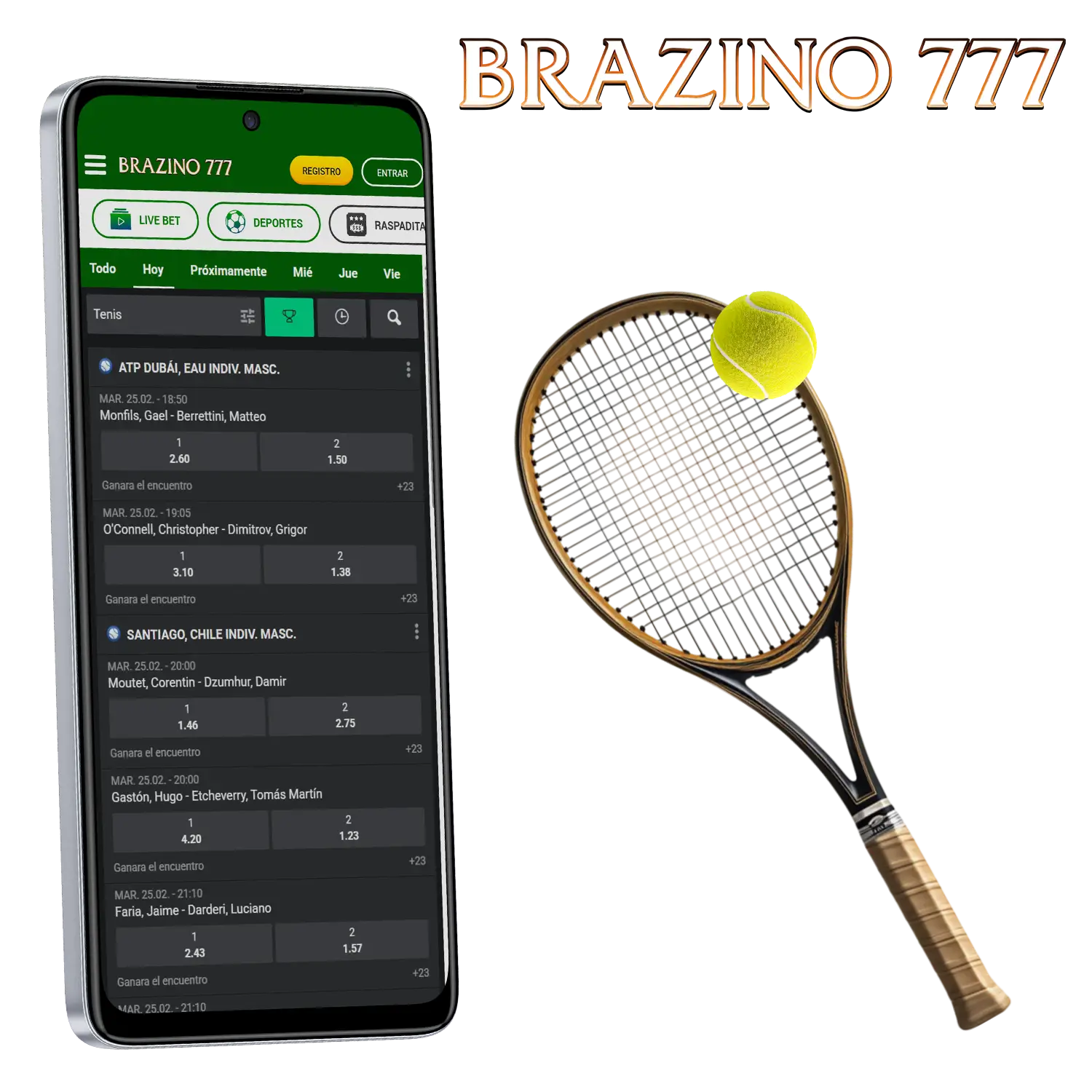 Apuesta en eventos de tenis en la aplicación Brazino777.