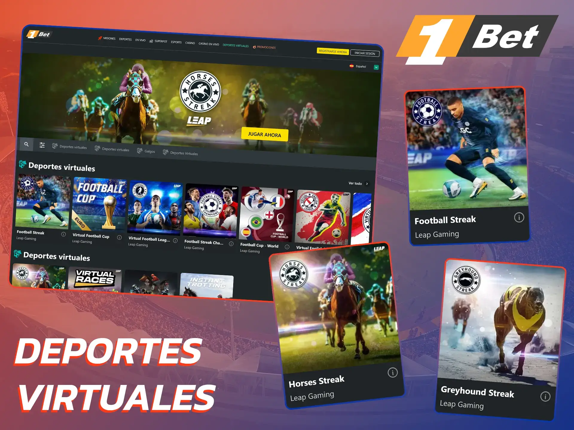 Prueba a apostar en deportes virtuales en 1Bet.