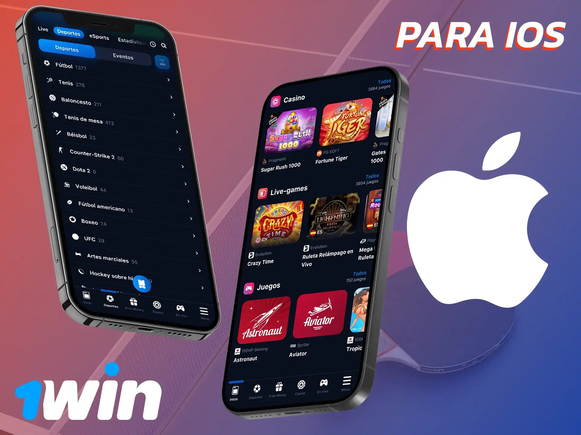 Descarga fácilmente la aplicación 1Win iOS y comienza a apostar en deportes.