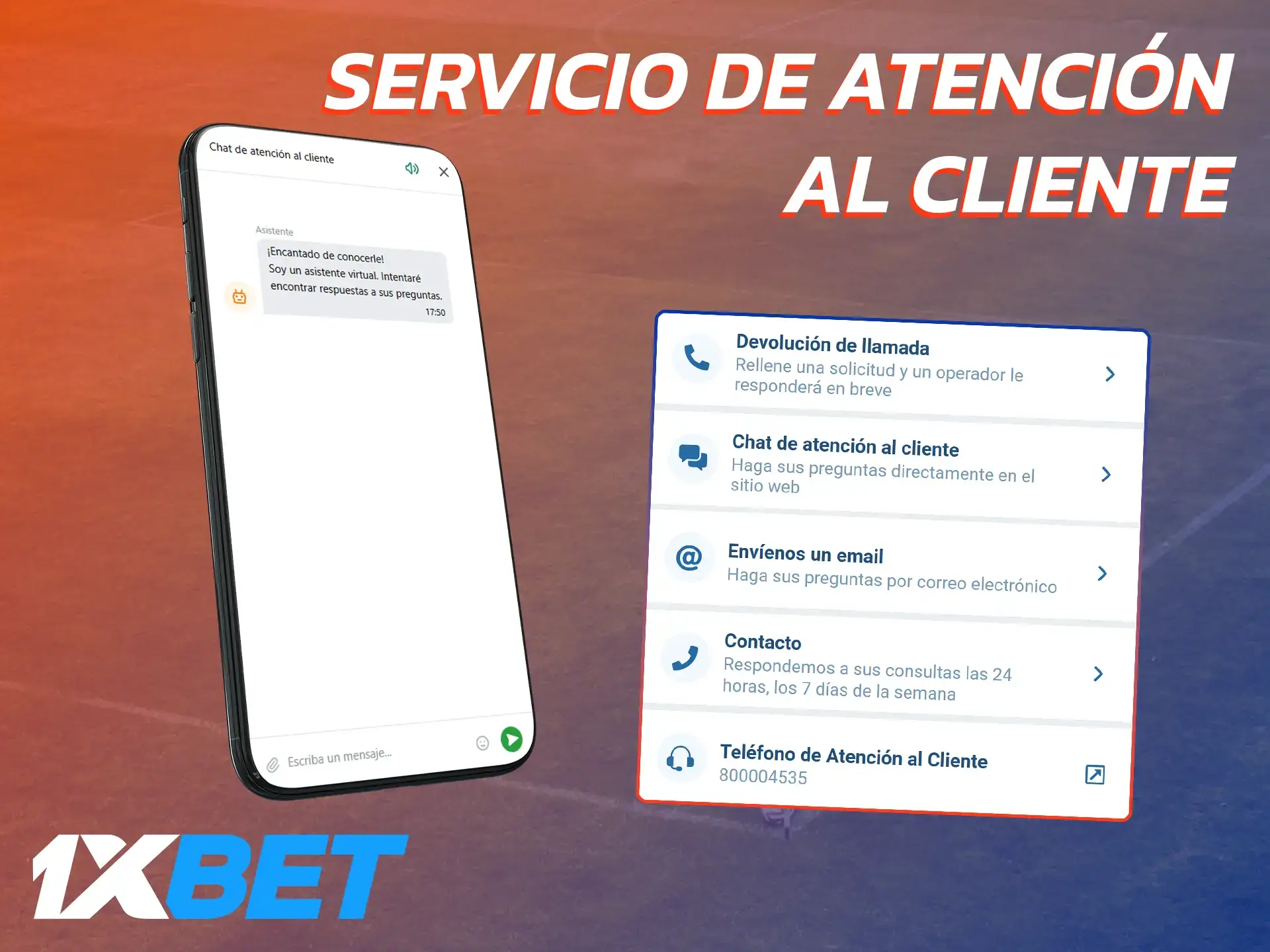 La app móvil de 1xBet ofrece formas convenientes de contactar con el servicio de atención al cliente.