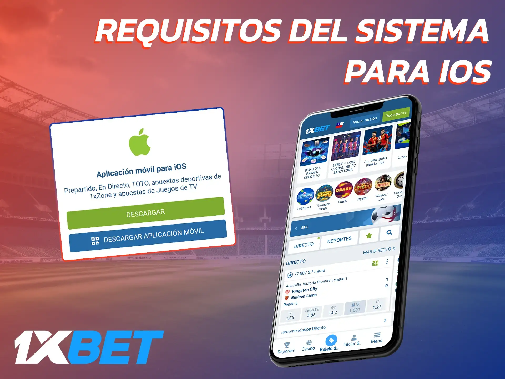 Para poder descargar la app 1xBet, tu iPhone solo necesita cumplir unos requisitos básicos.