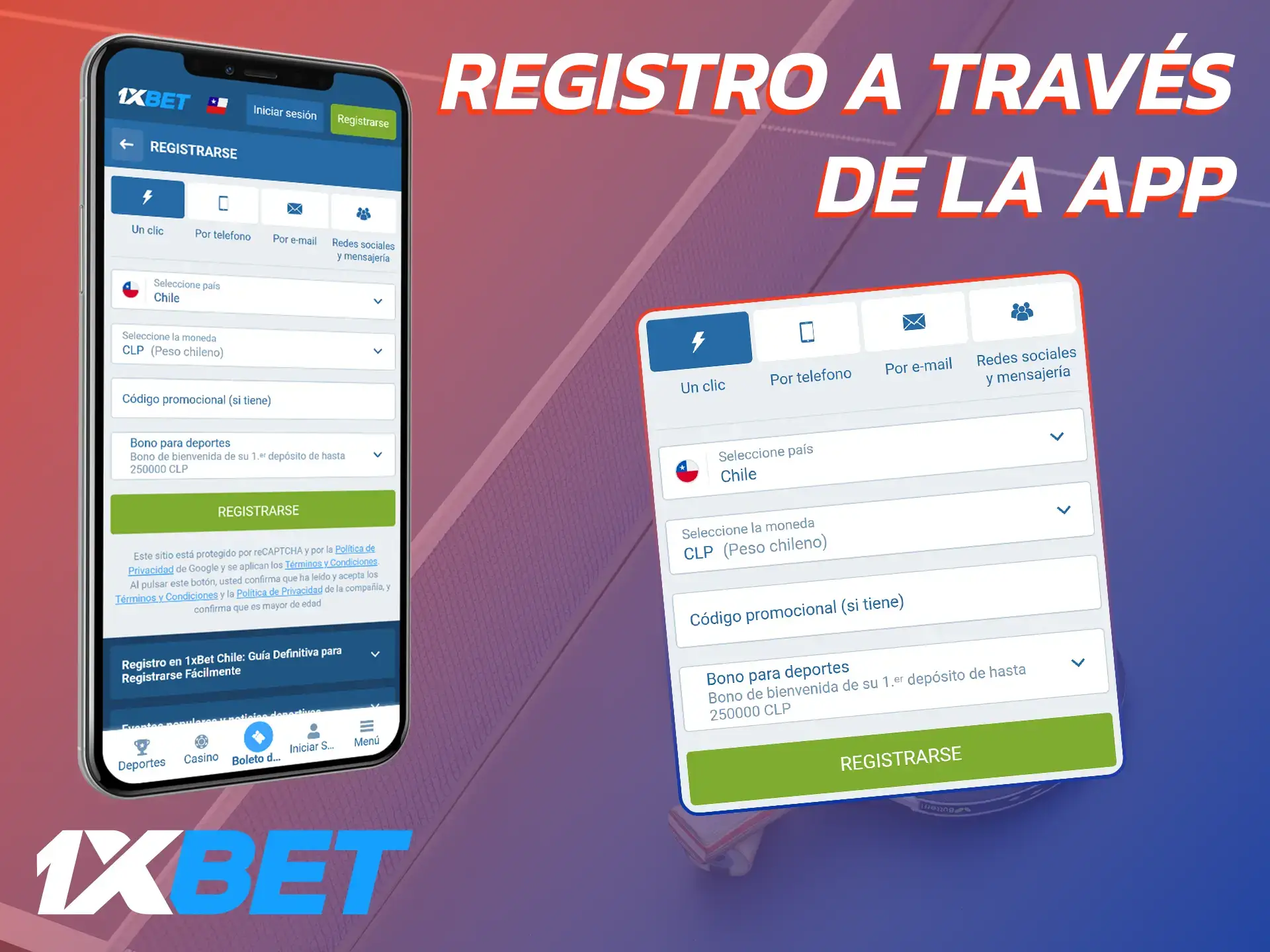 Regístrate en 1xBet y comienza a apostar en deportes.