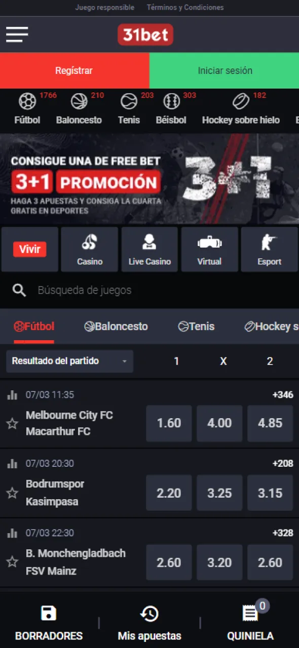 Accede a 31bet en Android y comienza a jugar y apostar.