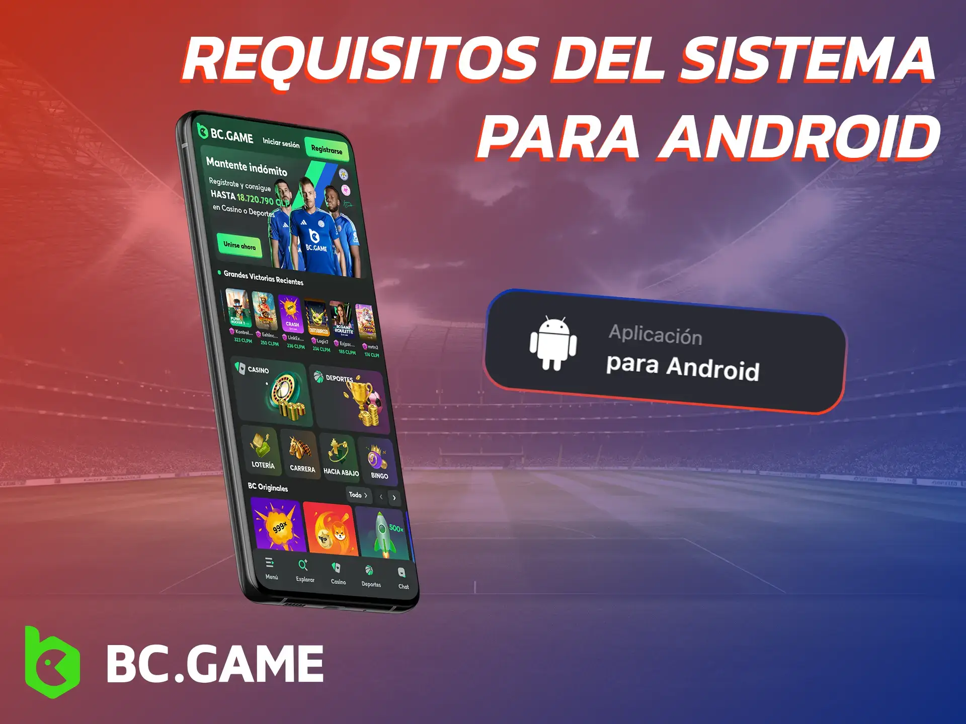 Los requisitos del sistema para la aplicación BC Game para Android son mínimos.