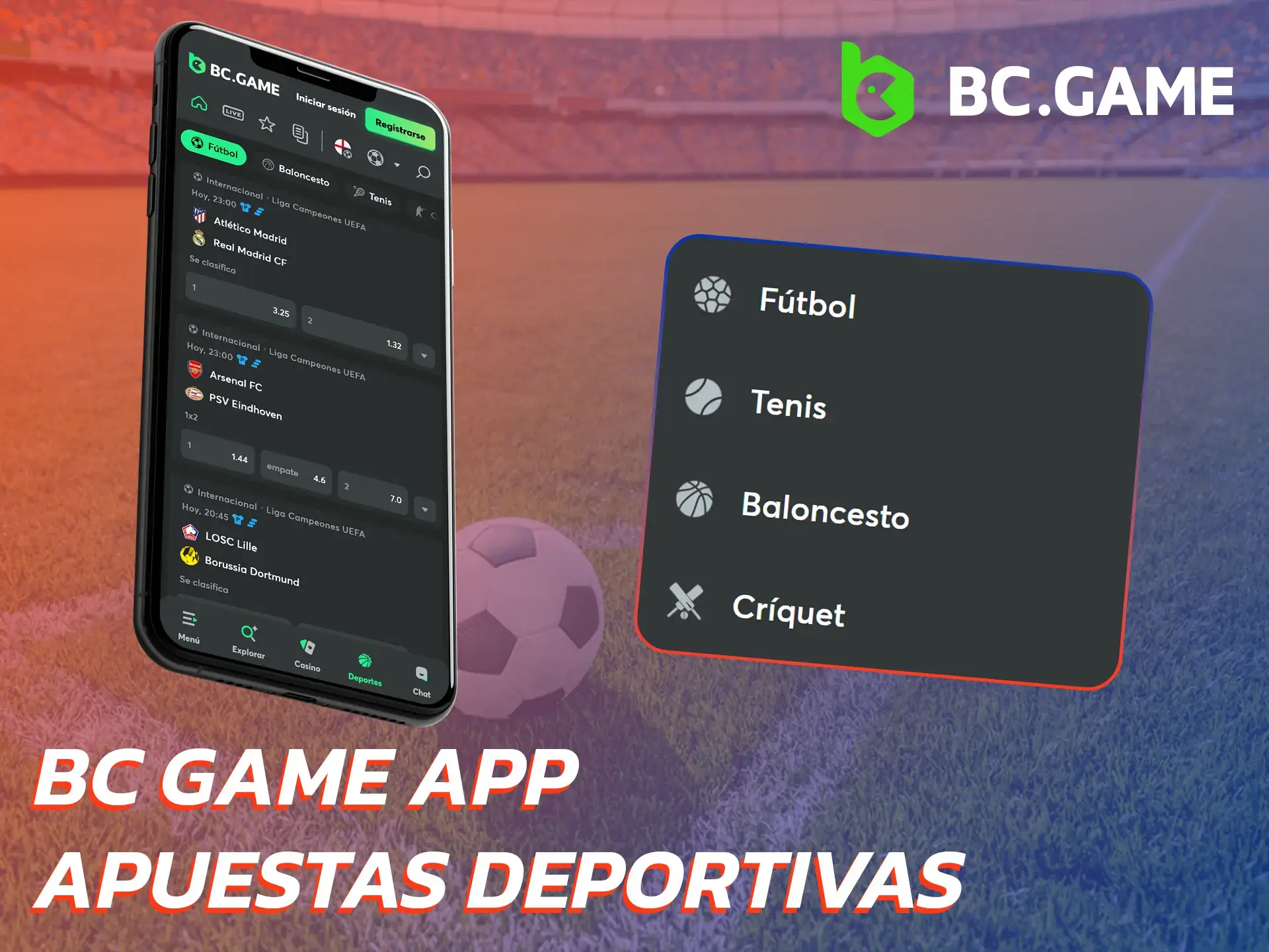 Apueste por sus equipos favoritos utilizando la aplicación móvil de BC Game.