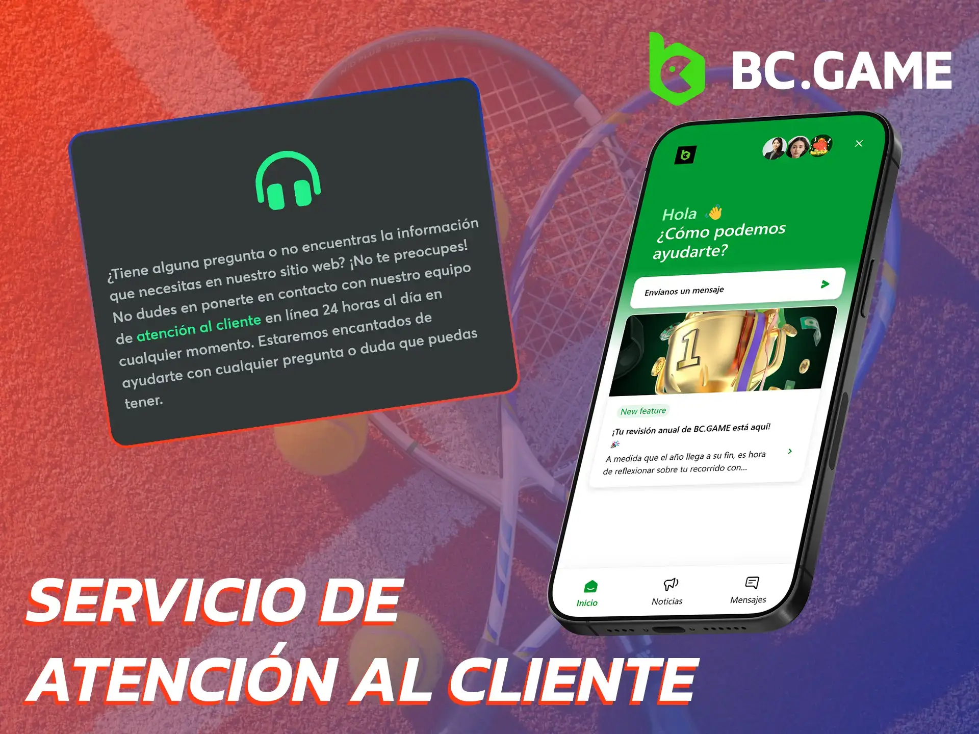 Ponte en contacto con el servicio de atención al cliente de BC Game directamente desde la app.