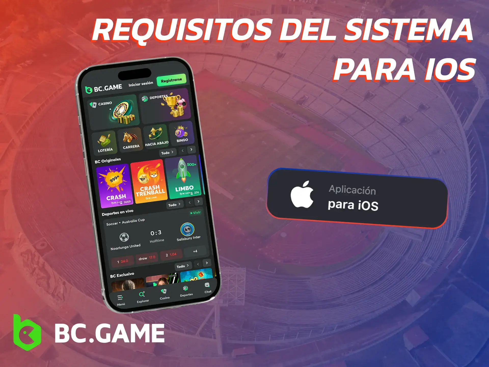 Asegúrese de que su dispositivo iOS cumpla con los requisitos de la aplicación BC Game.