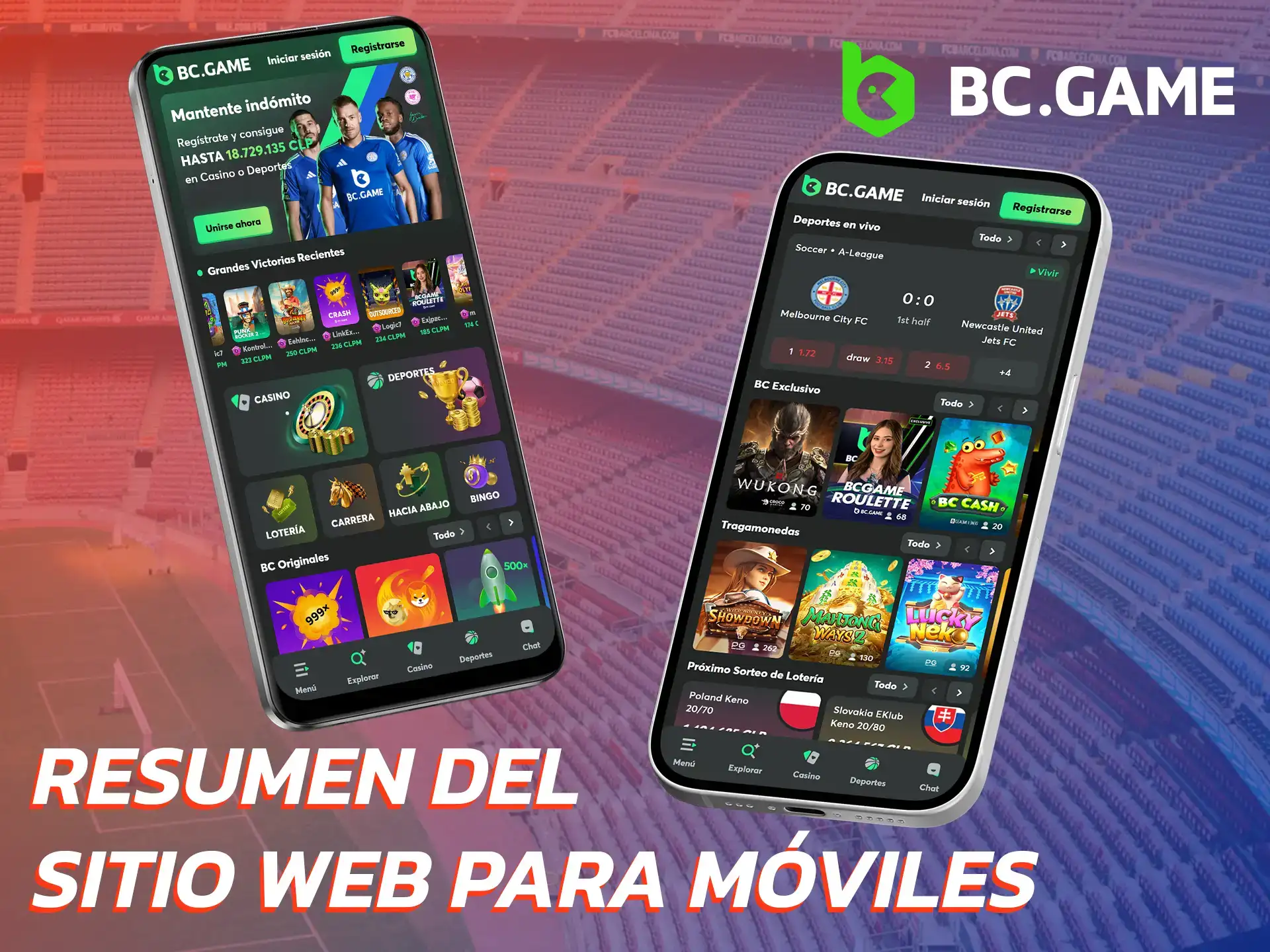 El sitio móvil de BC Game está diseñado para una navegación sin esfuerzo.