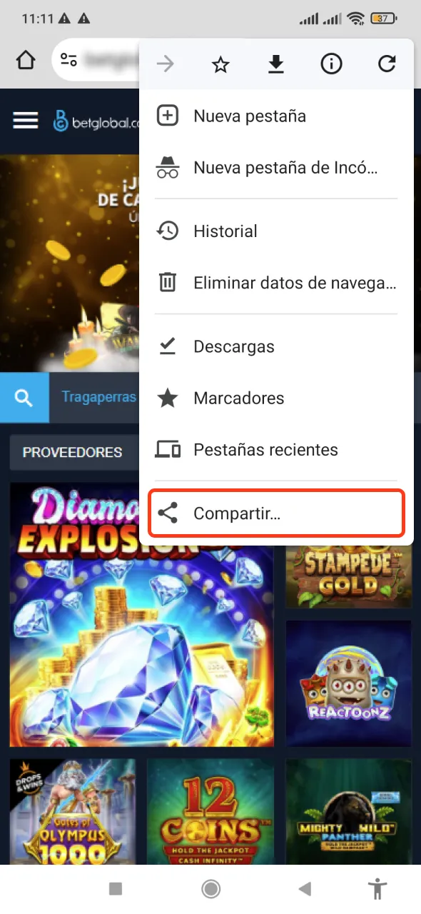 Añade Betglobal a la pantalla de inicio para un acceso más rápido.