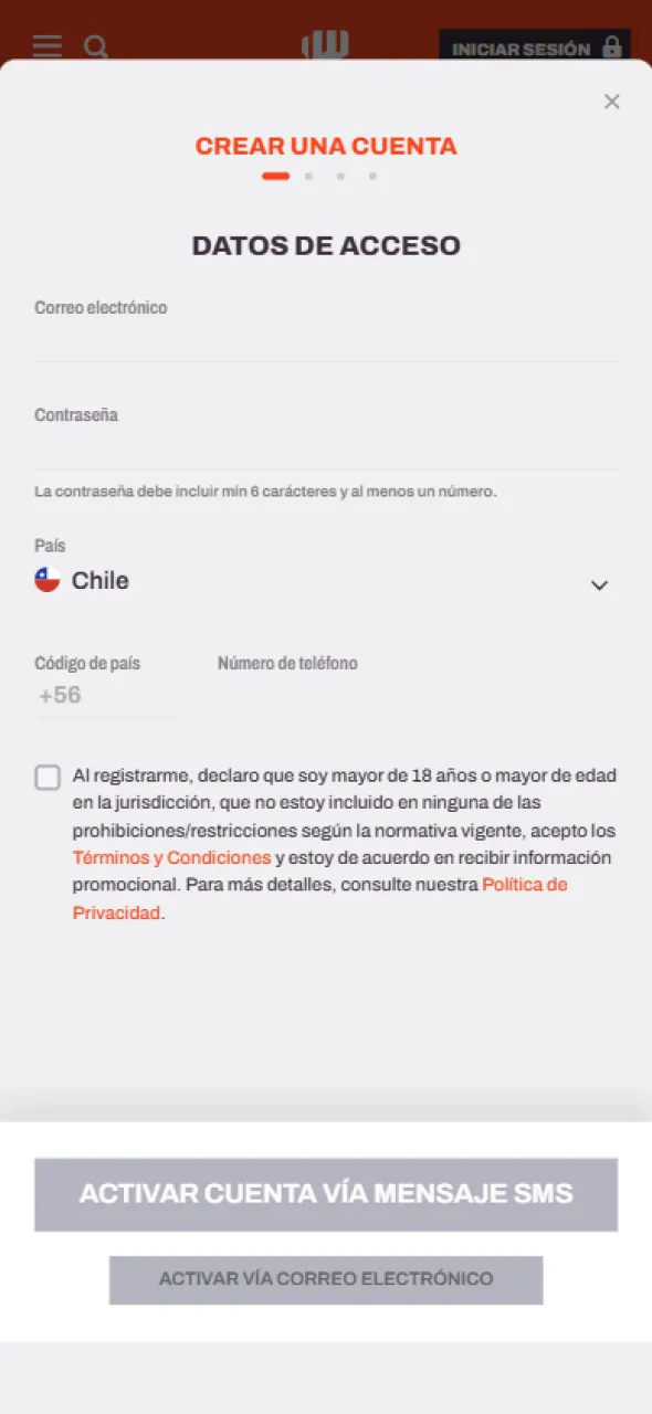 Registrarse en la aplicación de Betwarrior es cómodo y veloz.