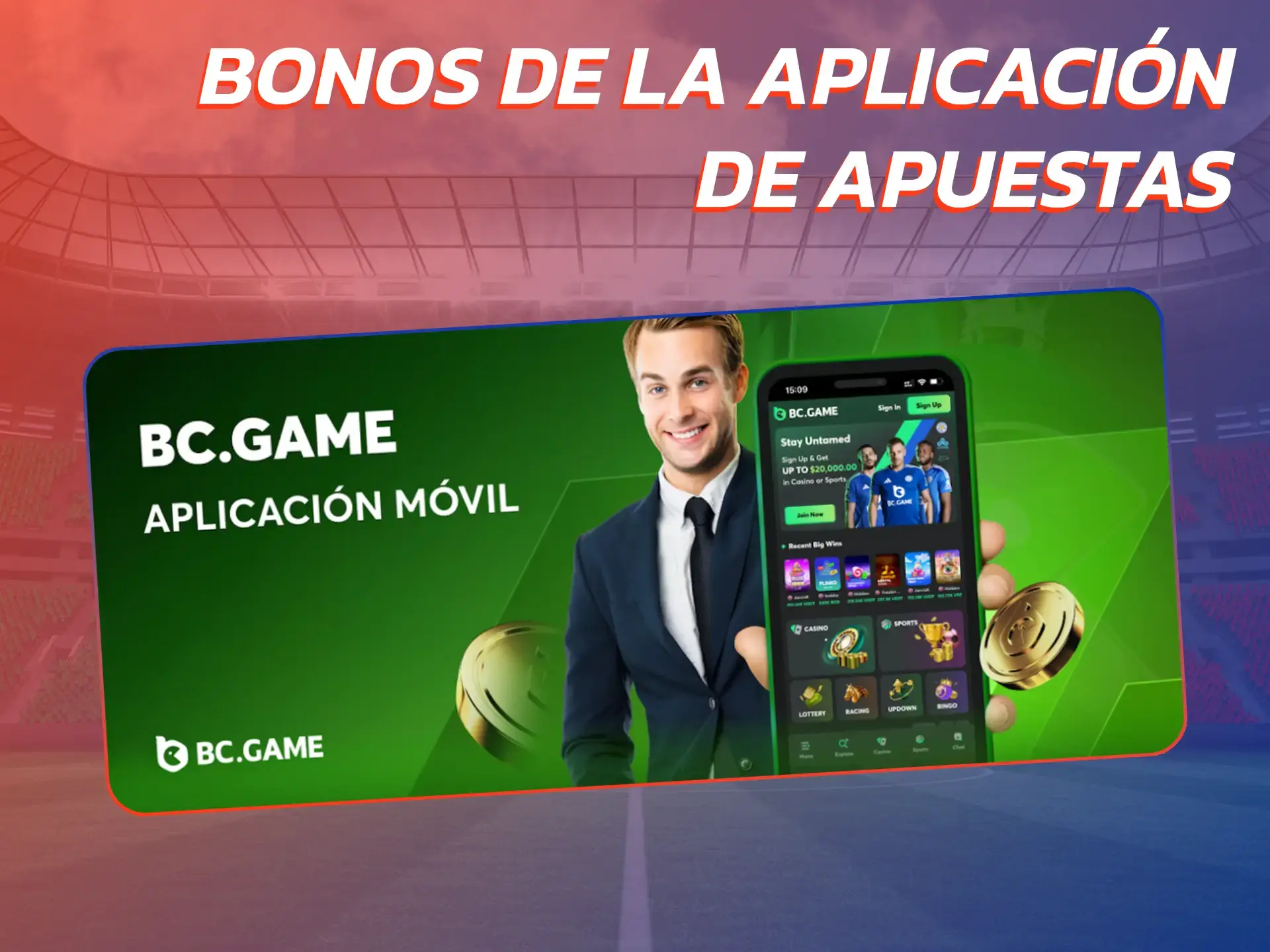 Obtén un bono deportivo descargando la app móvil de la casa de apuestas.