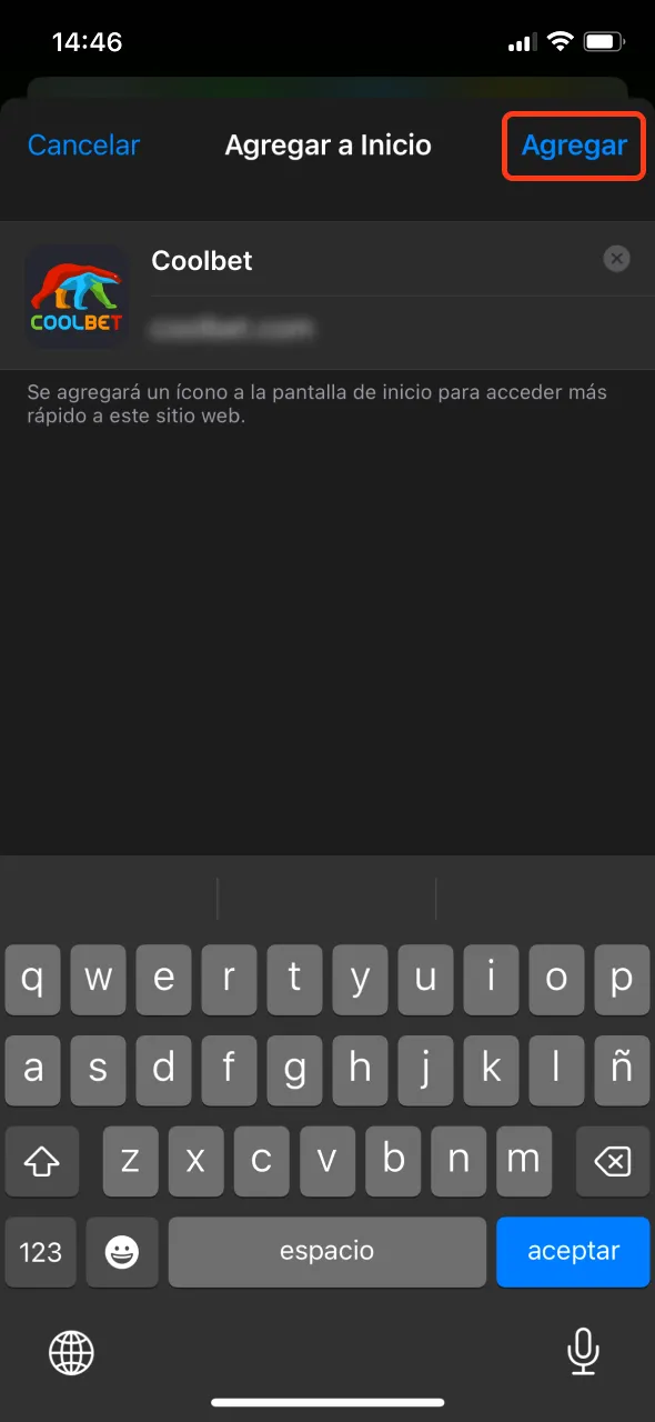 Agrega un acceso directo de la Coolbet app a la pantalla de inicio de tu iPhone.