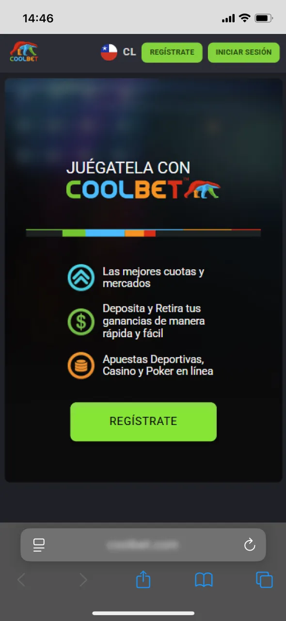 Accede al sitio web de Coolbet para descargar la aplicación en iOS.