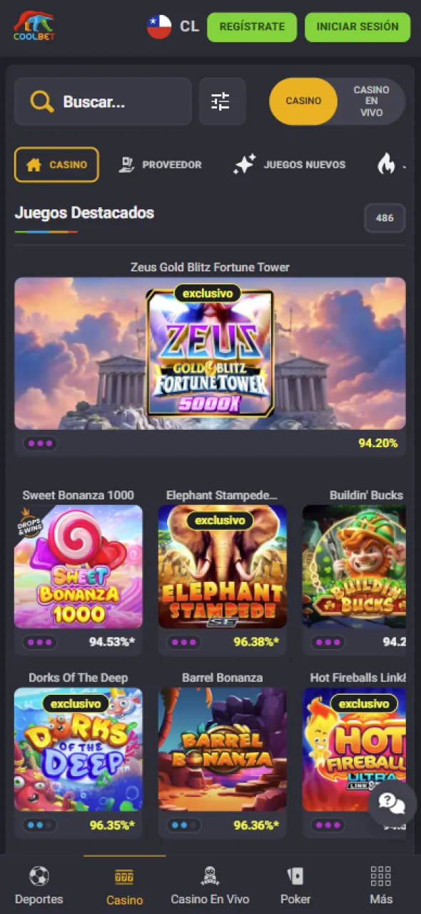 Juega y disfruta de diferentes juegos de casino en la Coolbet app.