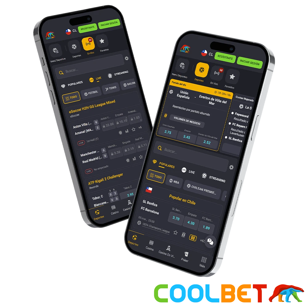 Realice apuestas en sus deportes favoritos utilizando la aplicación móvil Coolbet.