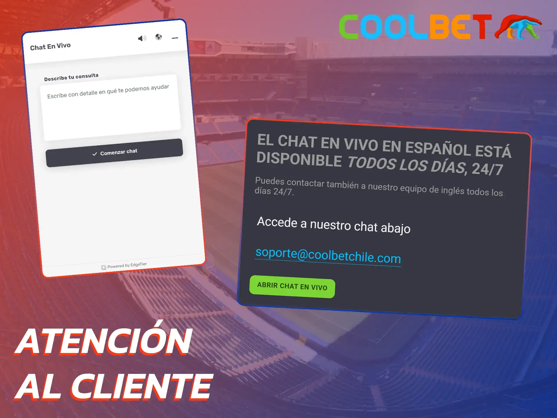 Comuníquese con el soporte de Coolbet en cualquier momento para obtener ayuda.