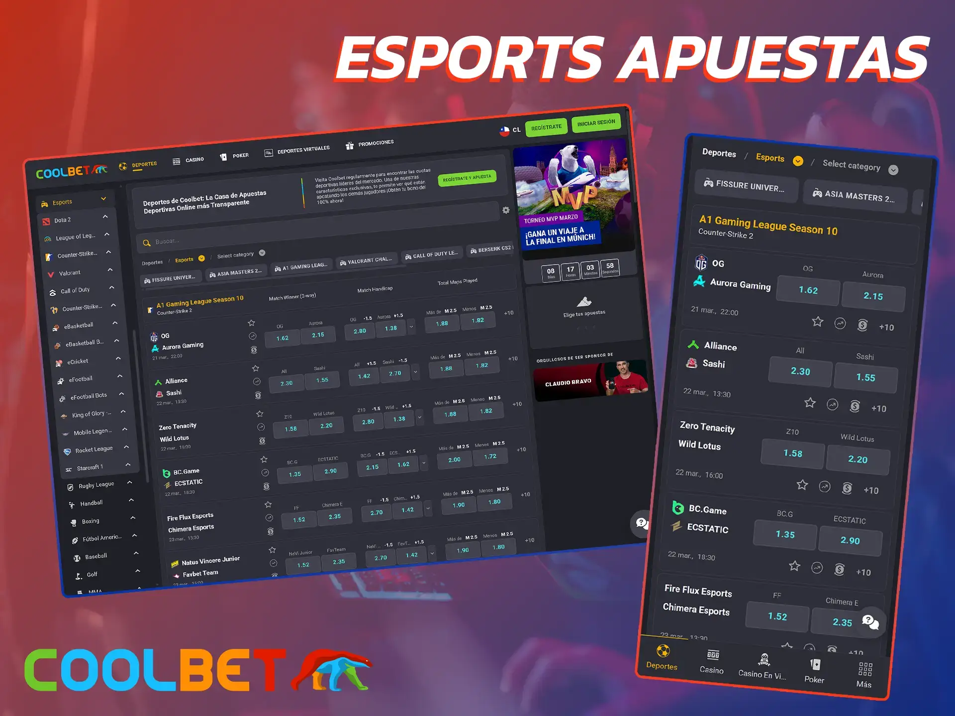 Explora el apasionante mundo de las apuestas de eSports en Coolbet.