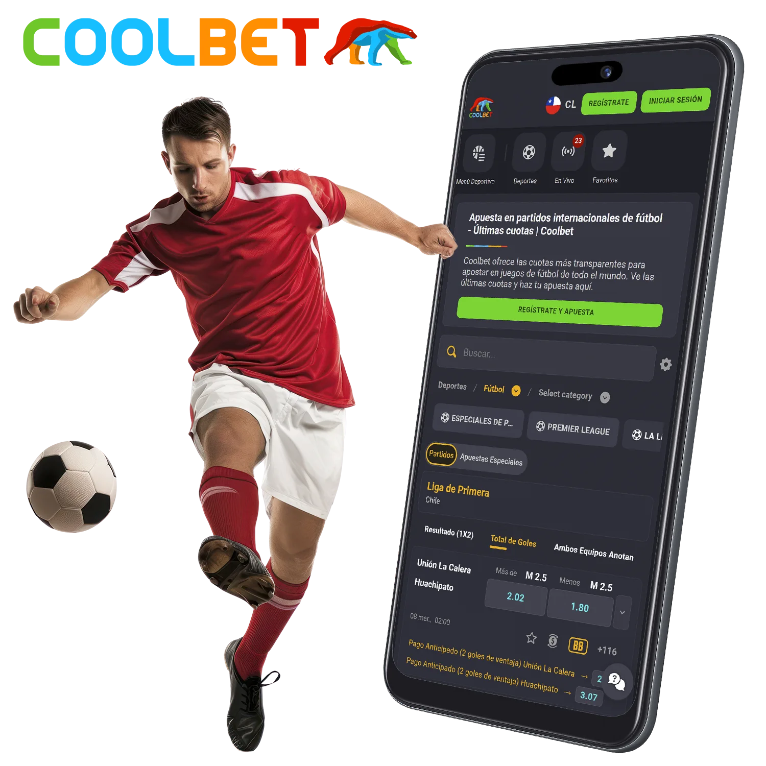 Apostar al fútbol es ahora más cómodo con la aplicación móvil de Coolbet.