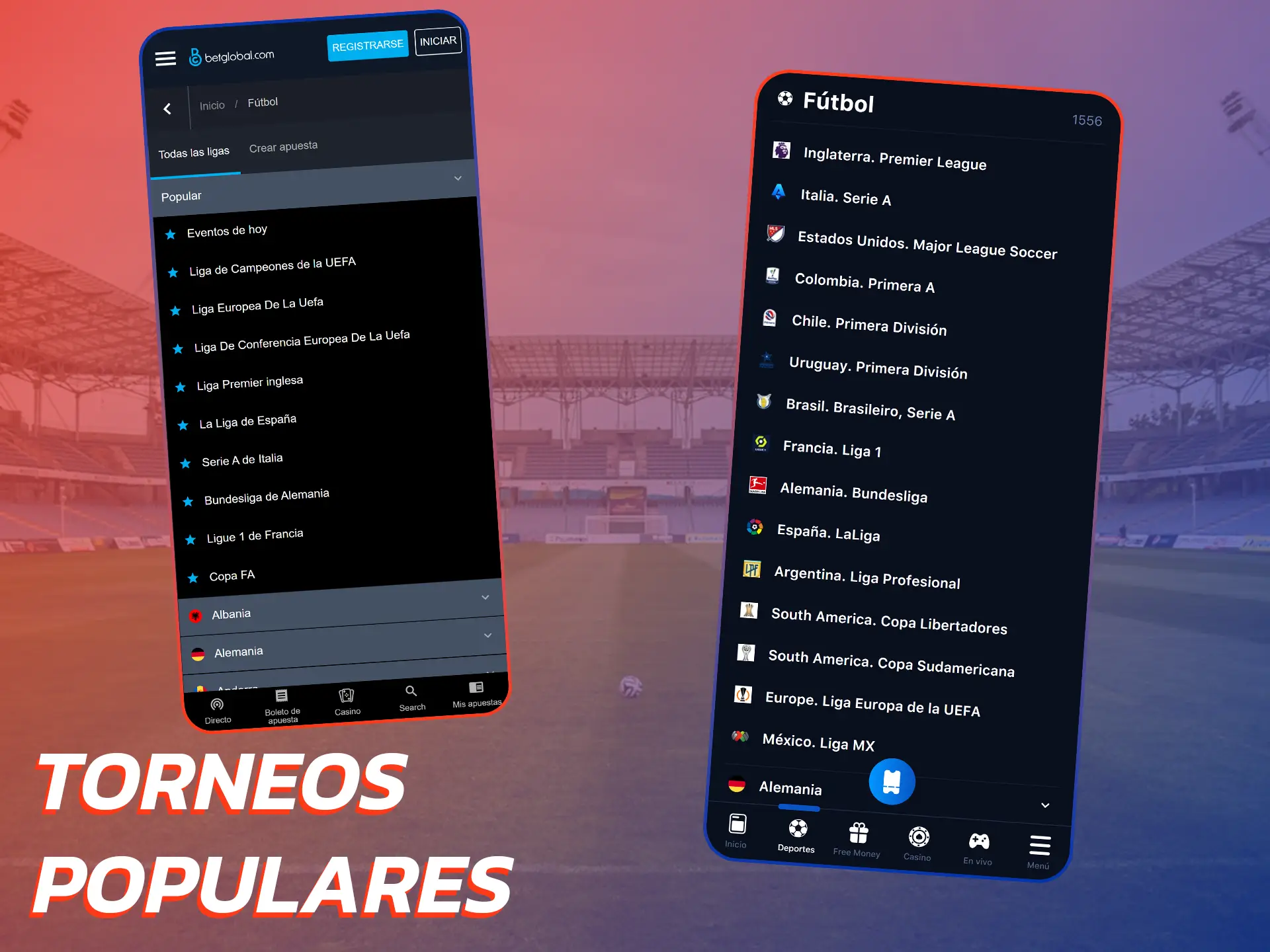 Torneos de fútbol populares en aplicaciones de apuestas.