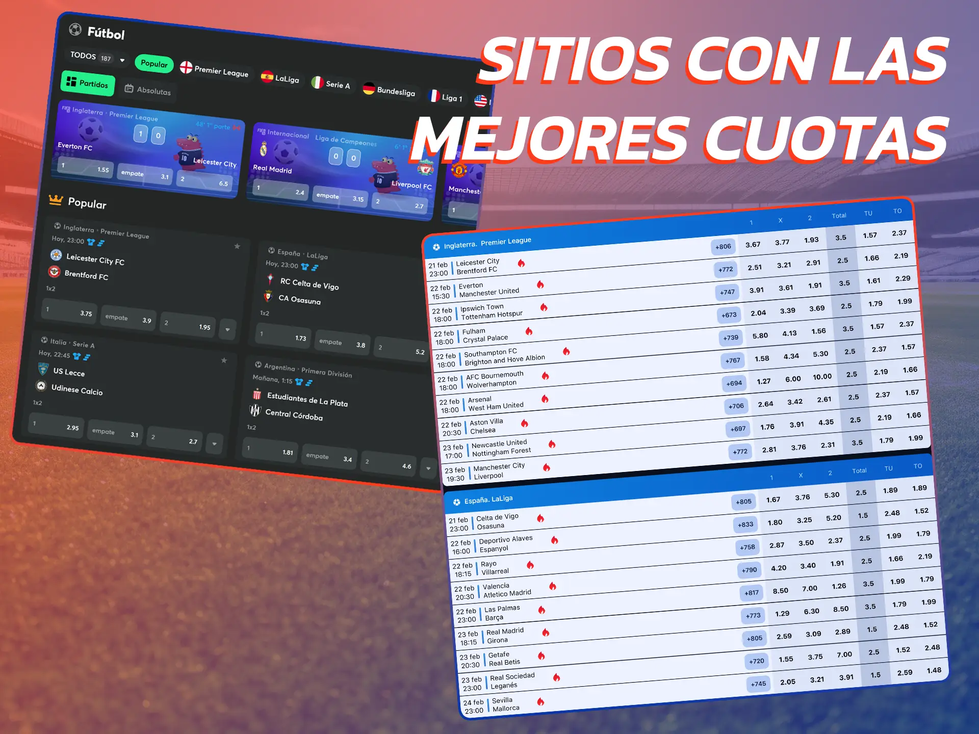 Sitios de apuestas de fútbol online en Chile con altas cuotas.