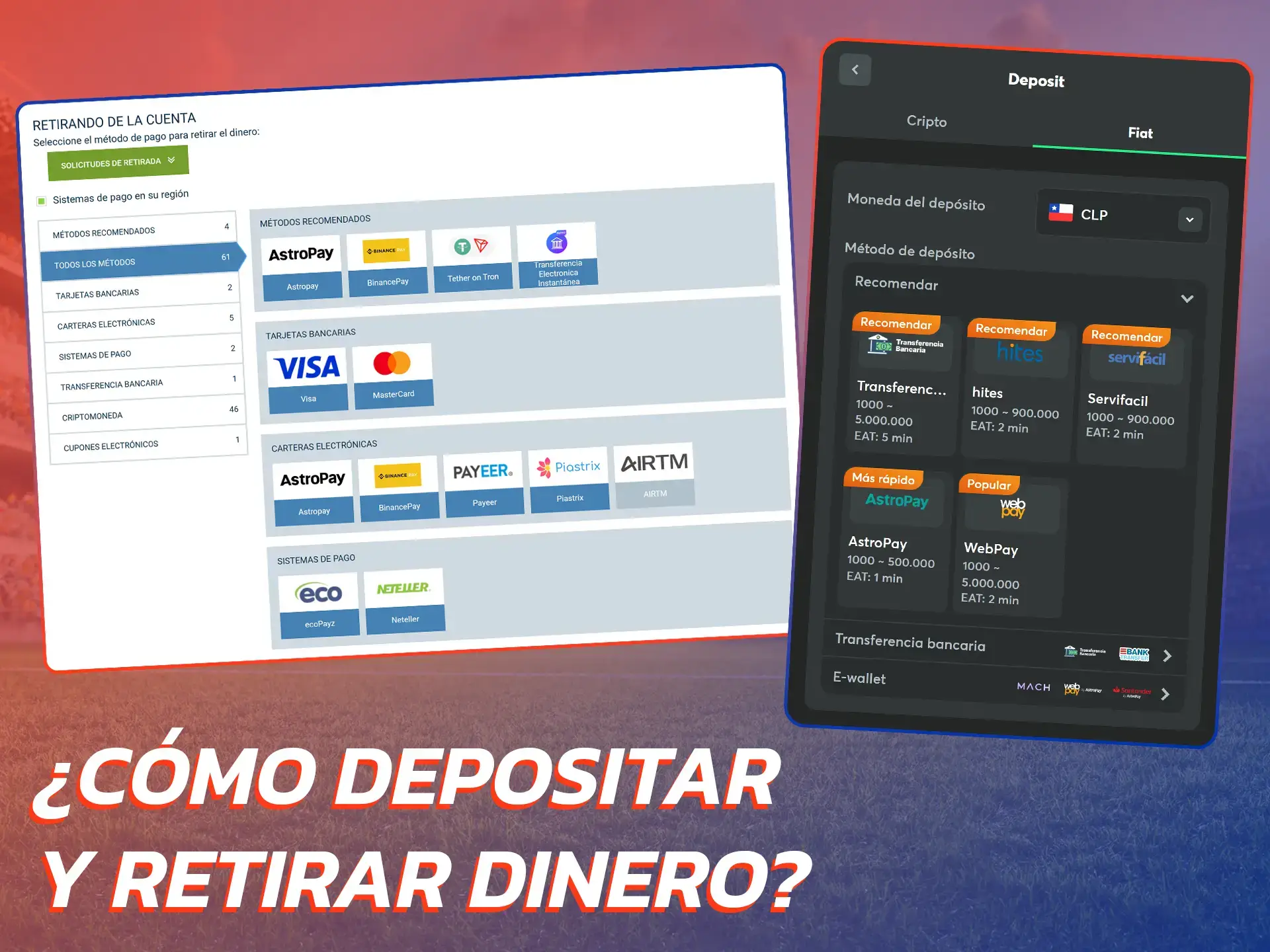 Cómo depositar y retirar fondos en sitios y apps de apuestas en Chile.