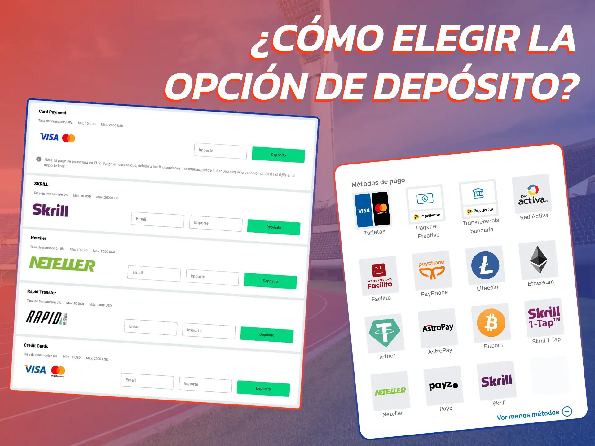 Al elegir un método de depósito en un sitio de apuestas deportivas, considere estos factores.