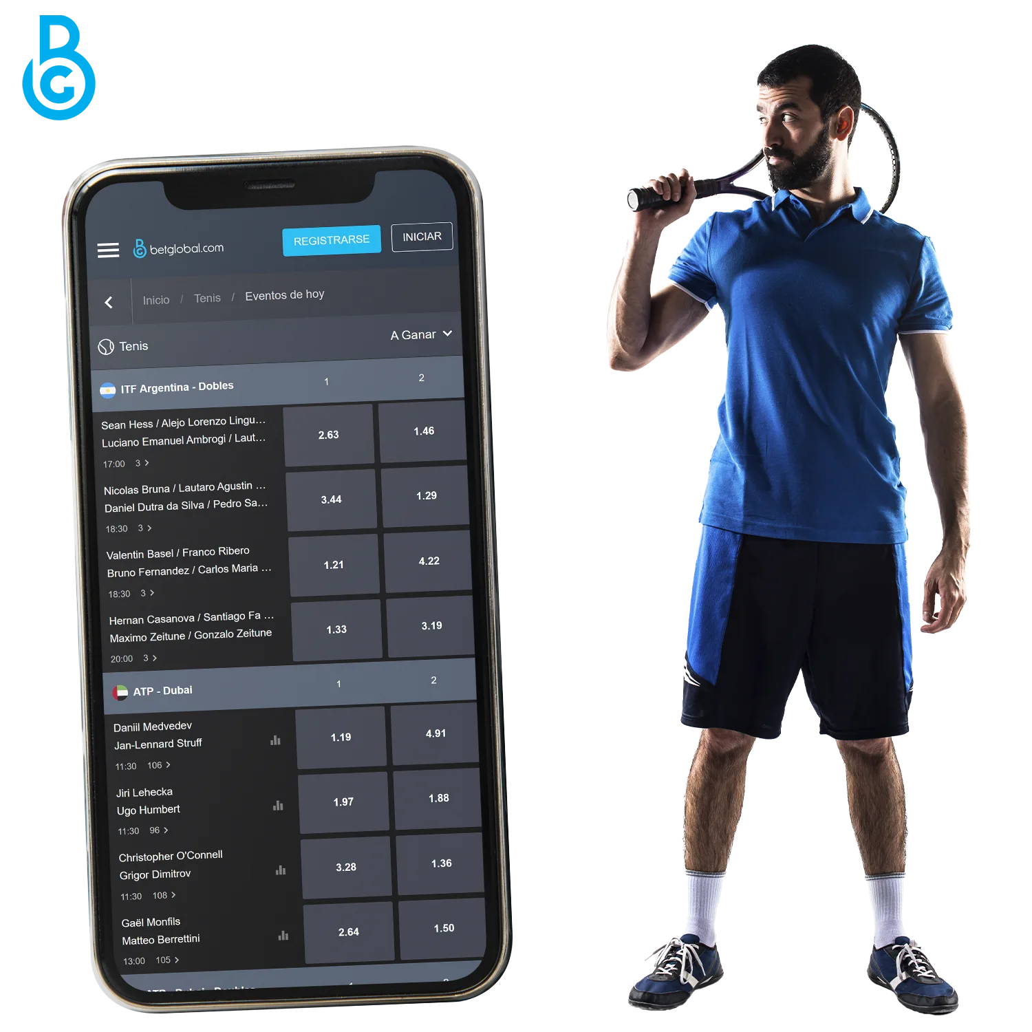 BetGlobal app admite apuestas en muchos deportes, incluido el tenis.