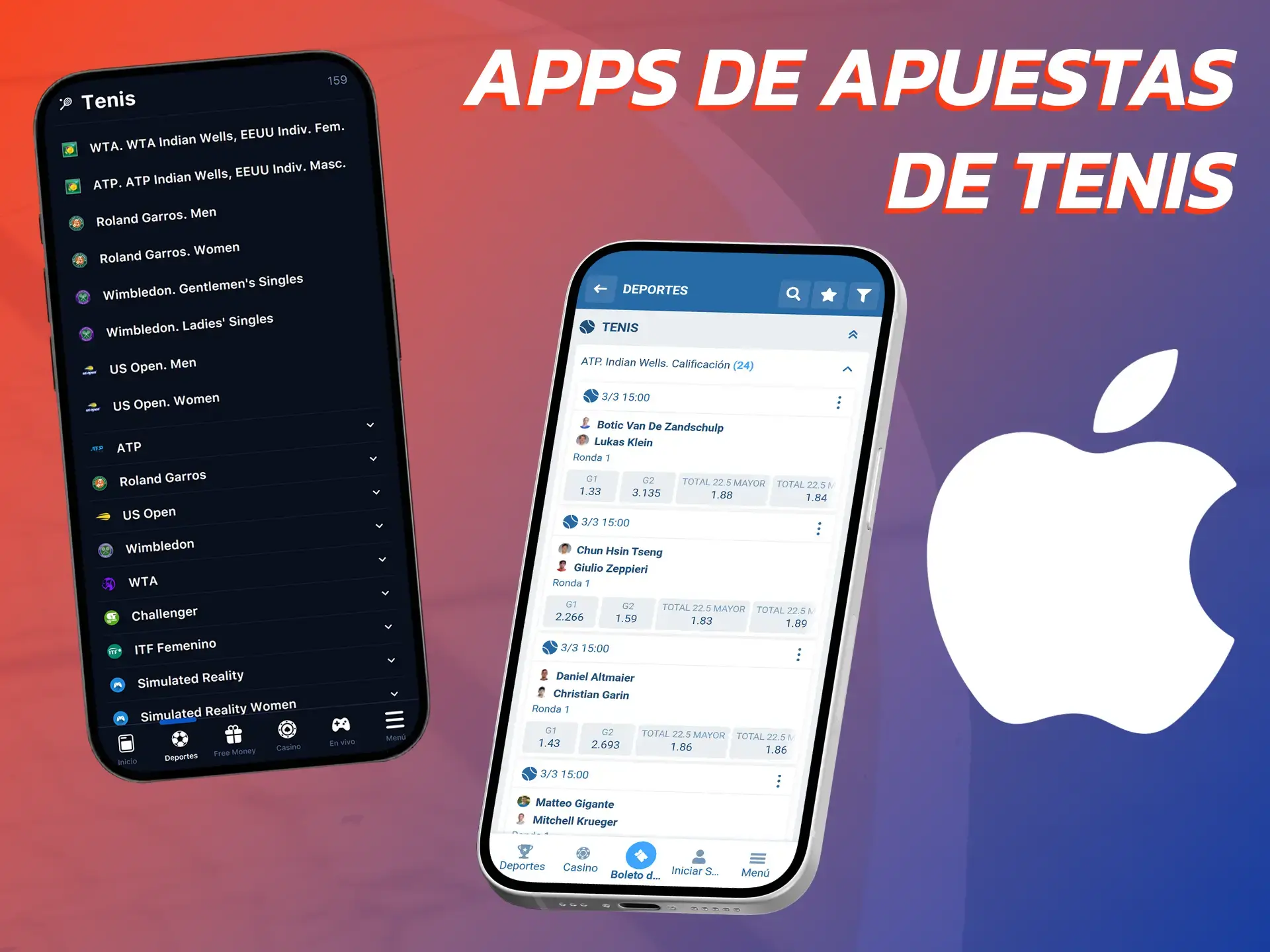 Descarga la aplicación de apuestas para iOS y haz tu apuesta en tenis.