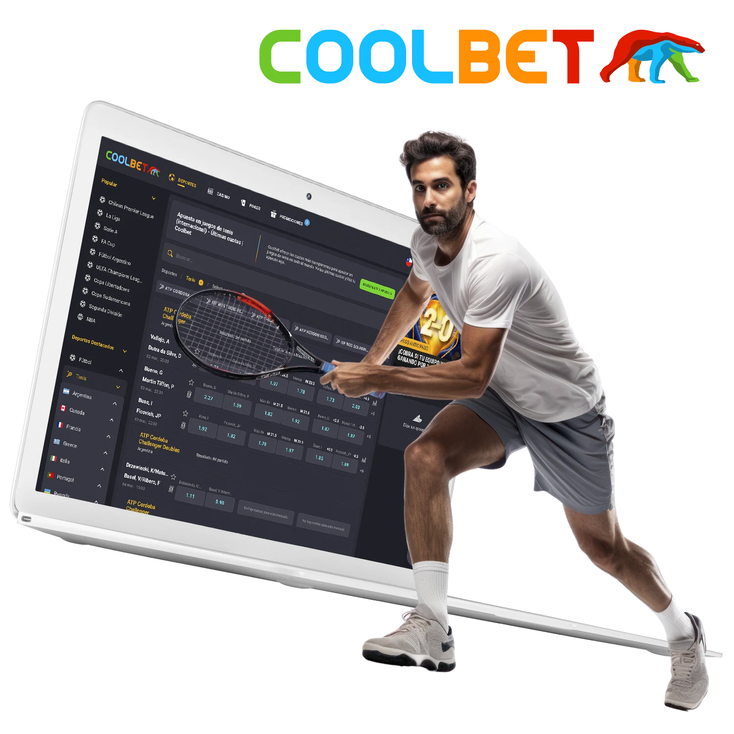 Haz tus apuestas en partidos de tenis en Coolbet.